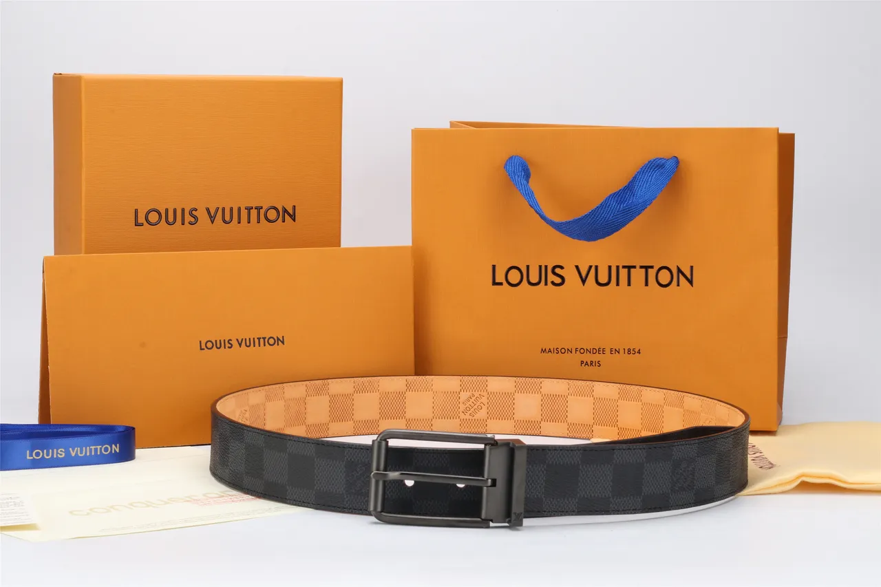 Louis Vuitton Reversible Damier Belt Black Beige Graphite Canvas Leather Belt 5