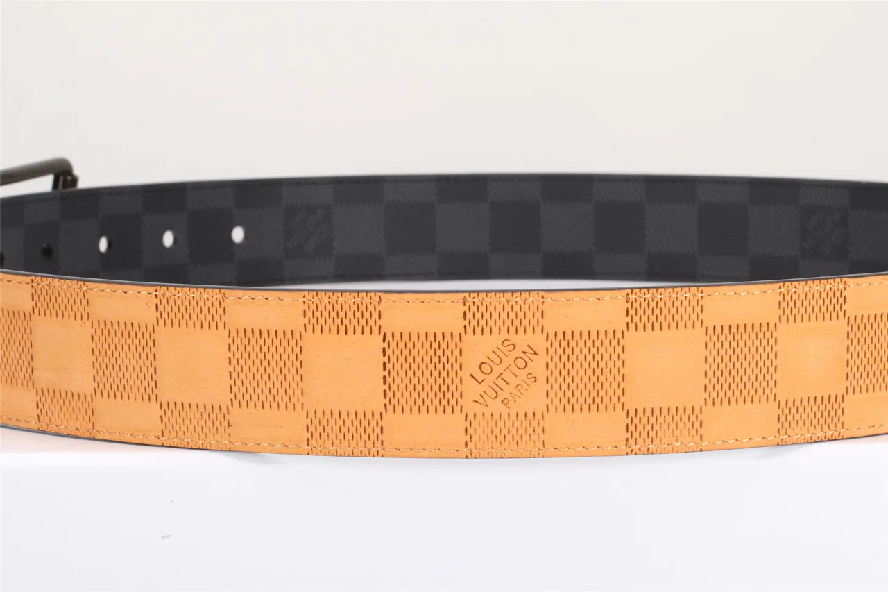 Louis Vuitton Reversible Damier Belt Black Beige Graphite Canvas Leather Belt 7