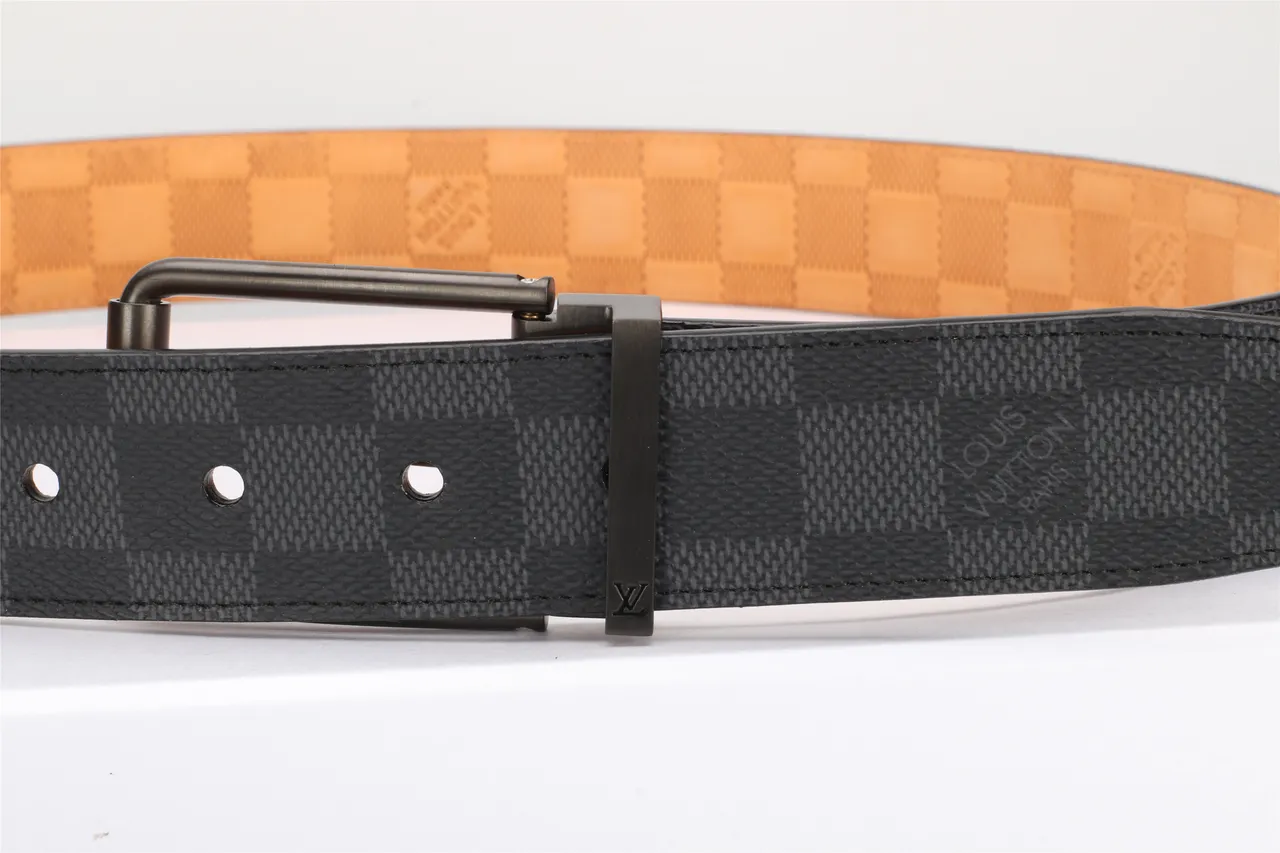 Louis Vuitton Reversible Damier Belt Black Beige Graphite Canvas Leather Belt 8