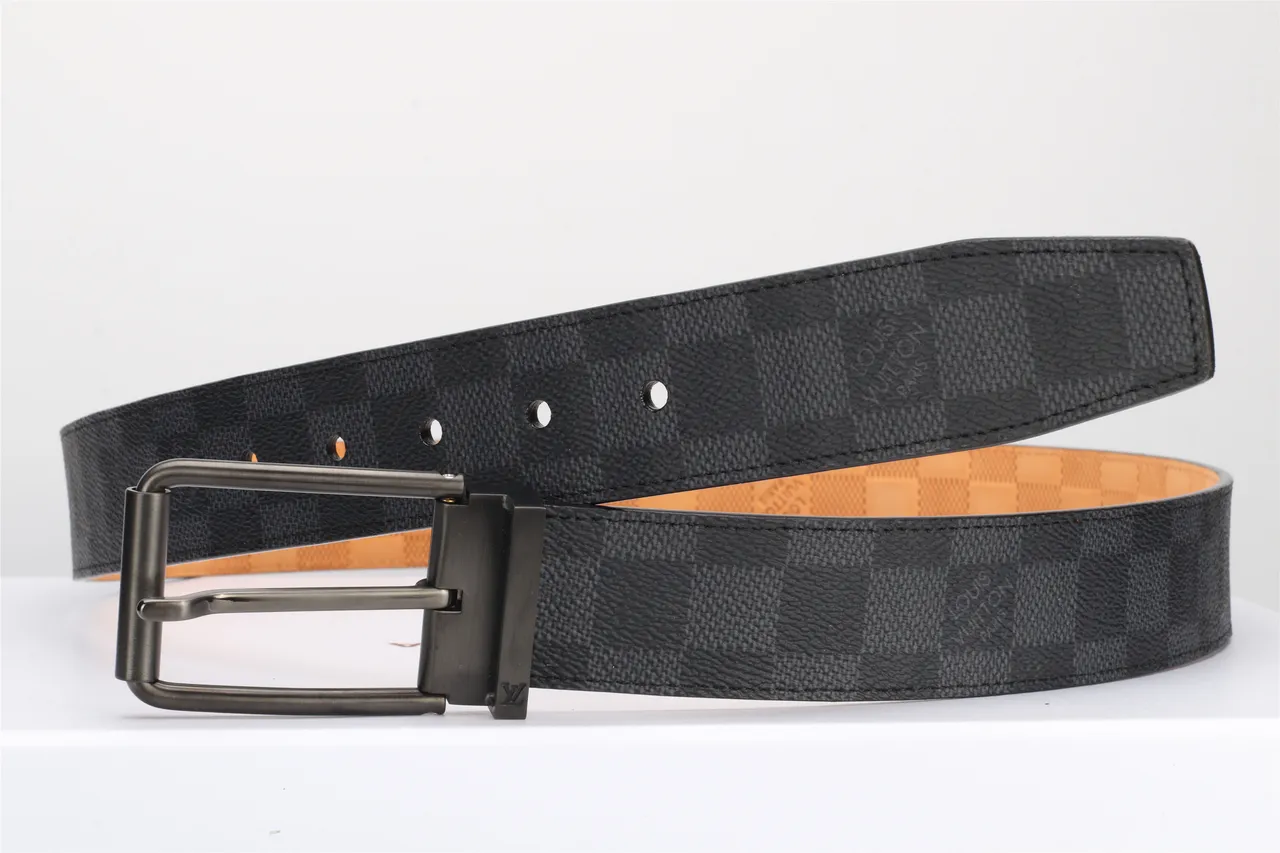 Louis Vuitton Reversible Damier Belt Black Beige Graphite Canvas Leather Belt 9