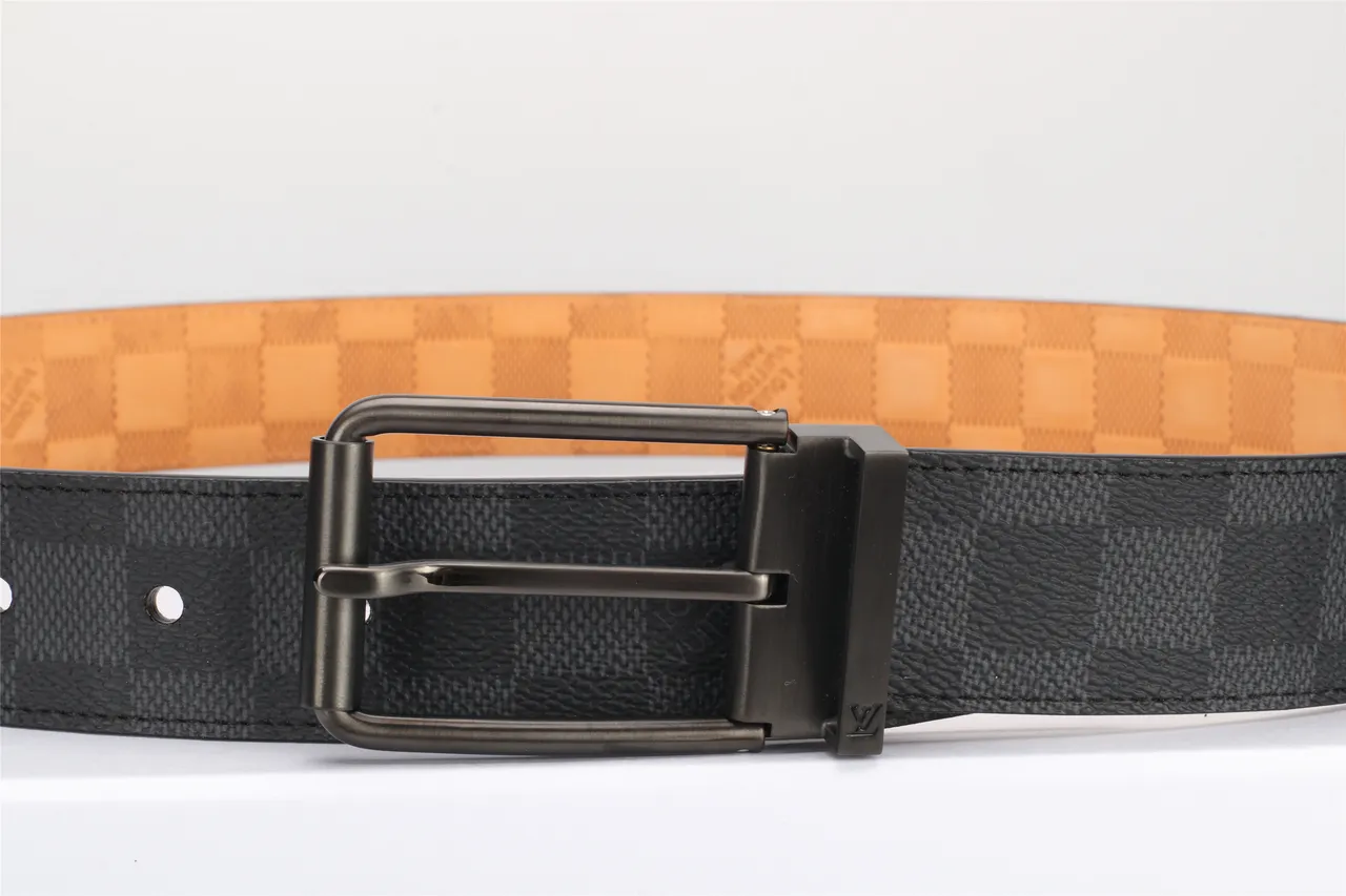 Louis Vuitton Reversible Damier Belt Black Beige Graphite Canvas Leather Belt 10