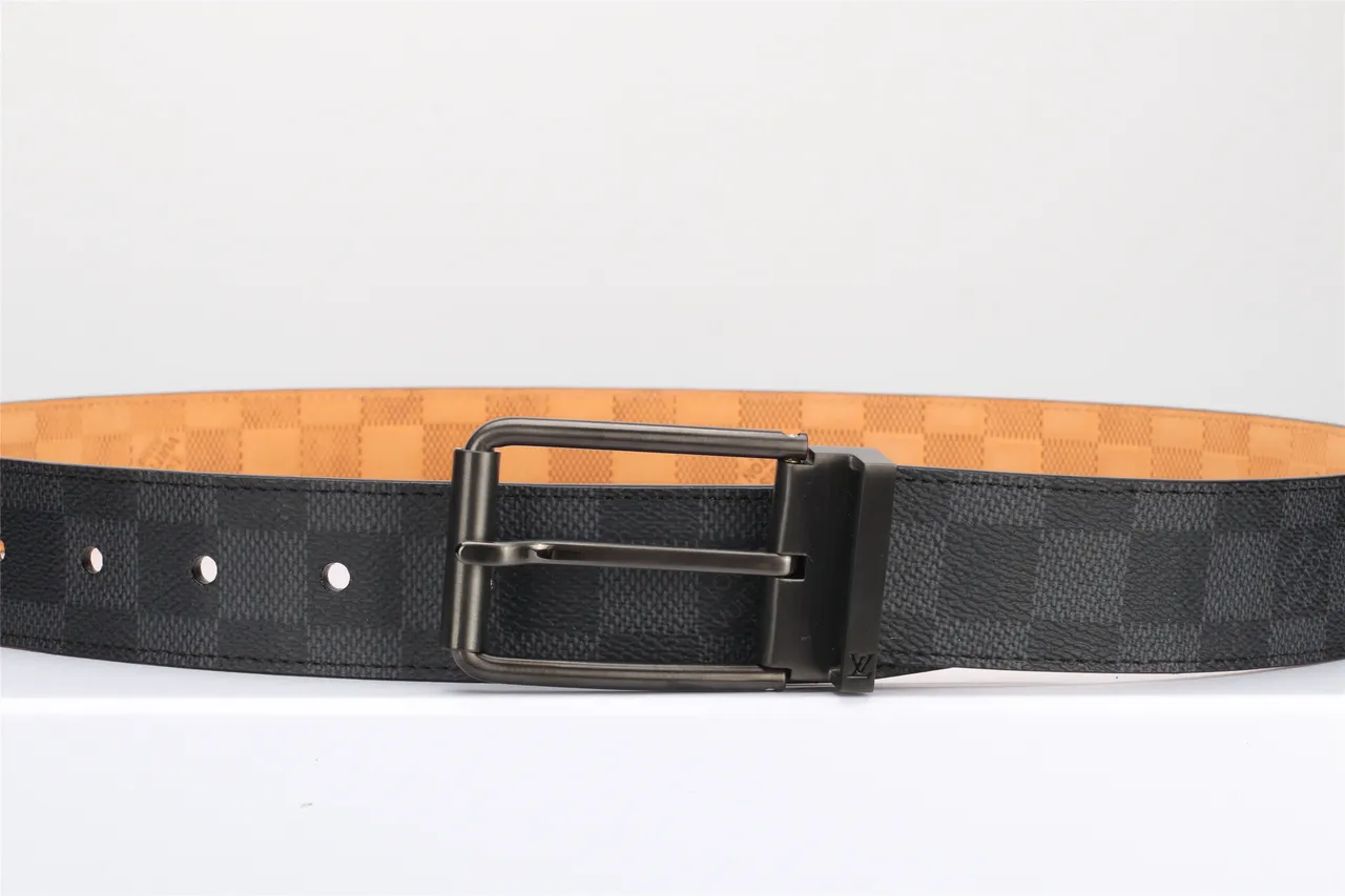 Louis Vuitton Reversible Damier Belt Black Beige Graphite Canvas Leather Belt 11