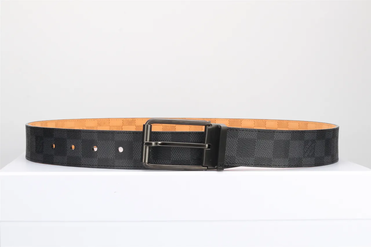 Louis Vuitton Reversible Damier Belt Black Beige Graphite Canvas Leather Belt 12