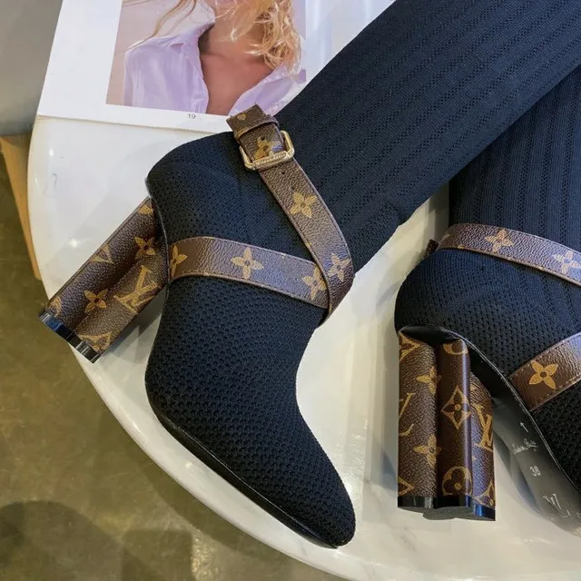 Louis Vuitton Ribbed Knit Monogram Strap Knee Boots 2