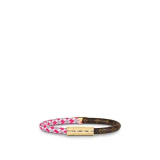 Louis Vuitton Rope Bracelet Pink Gray White and Brown Monogram Leather Bracelet