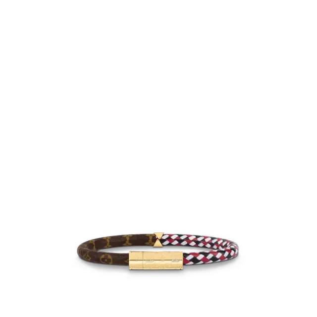 Louis Vuitton Rope Bracelet Pink Gray White and Brown Monogram Leather Bracelet 9