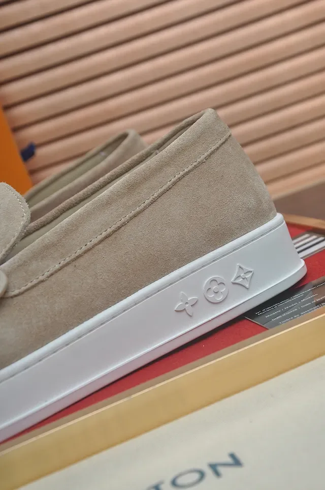 Louis Vuitton Run Away Beige White Suede Upper Moccasin-Stitched Toe Loafer 2