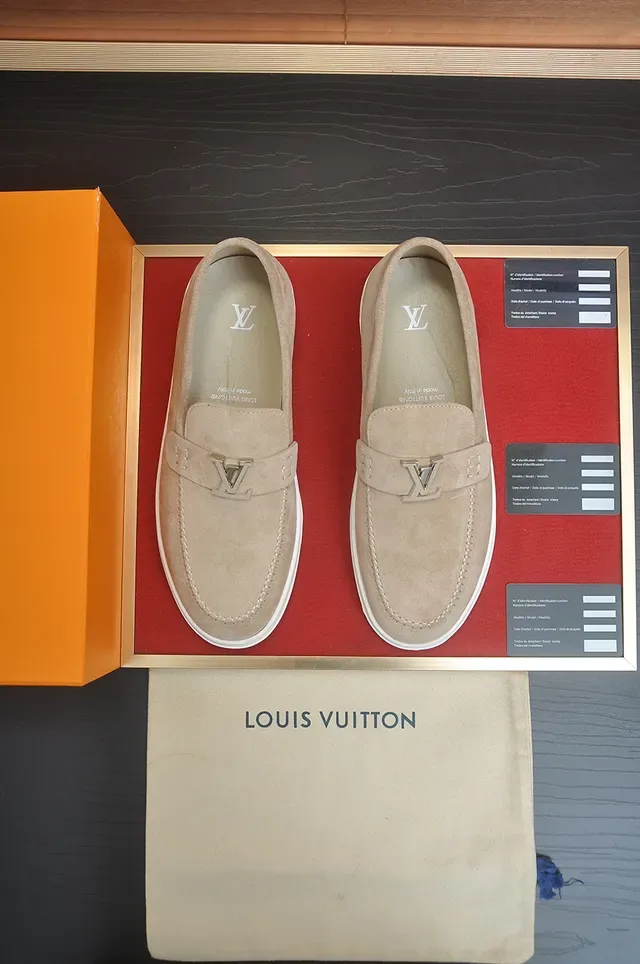 Louis Vuitton Run Away Beige White Suede Upper Moccasin-Stitched Toe Loafer 5
