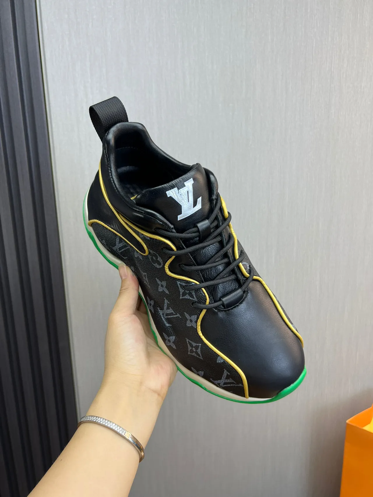 Louis Vuitton Run Away Black Monogram Green Sole Lifestyle Sneaker 3