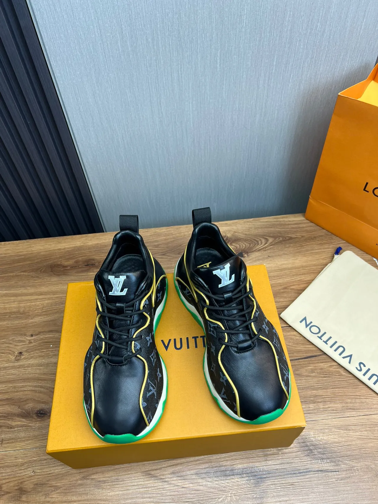 Louis Vuitton Run Away Black Monogram Green Sole Lifestyle Sneaker 8
