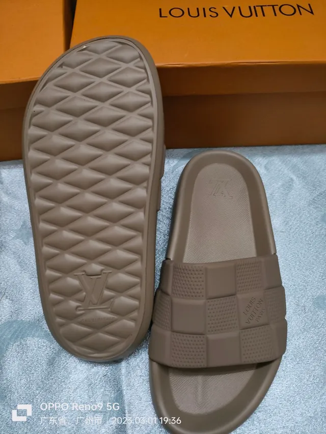 Louis Vuitton Run Away Checkerboard Taupe Slippers 5