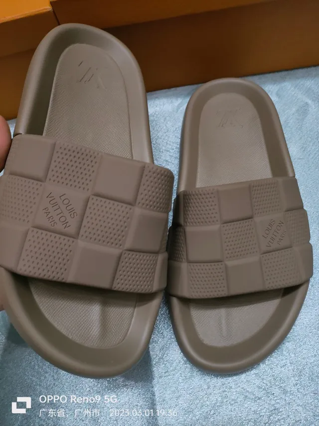 Louis Vuitton Run Away Checkerboard Taupe Slippers 6