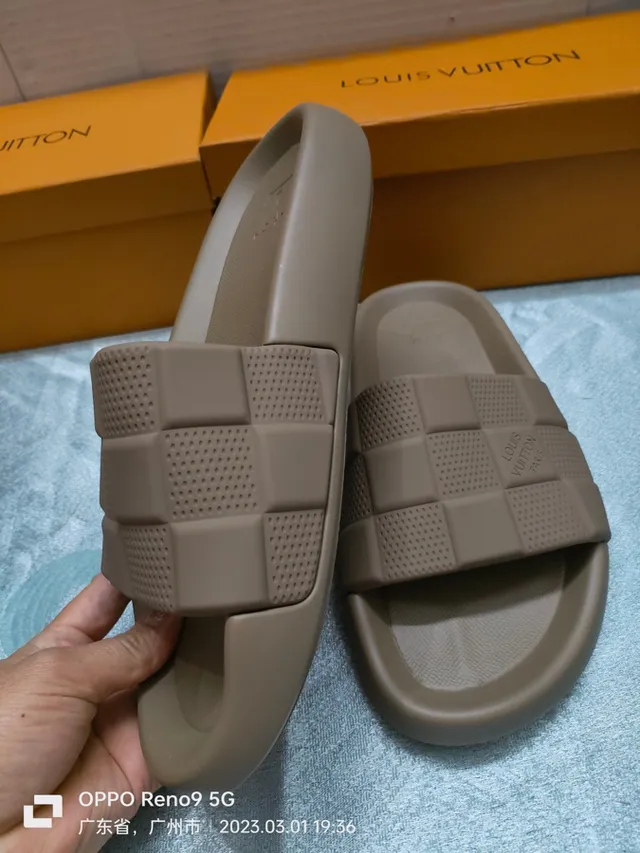 Louis Vuitton Run Away Checkerboard Taupe Slippers 7