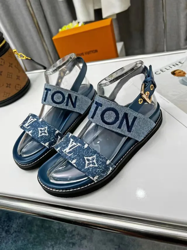Louis Vuitton Run Away Denim et Monogram Strap Sandales Casual 3
