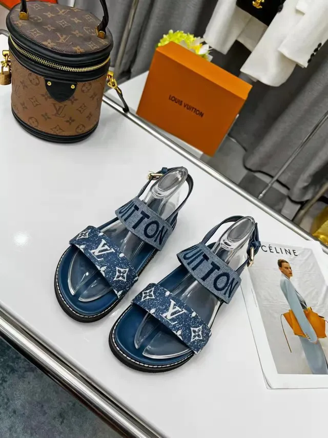 Louis Vuitton Run Away Denim et Monogram Strap Sandales Casual 4