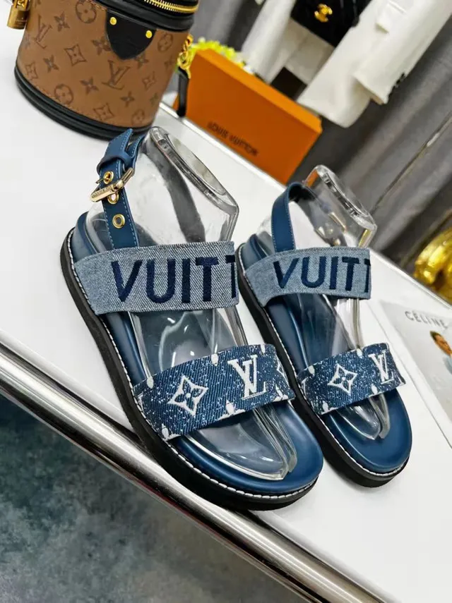 Louis Vuitton Run Away Denim et Monogram Strap Sandales Casual 5