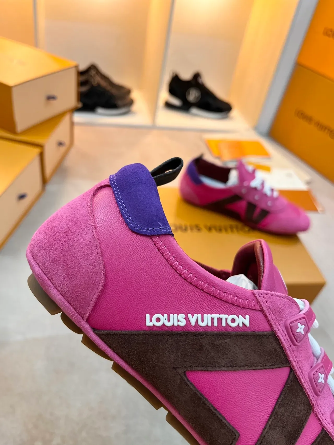Louis Vuitton Run Away Fuchsia Brown Purple Sneakers Lifestyle 2