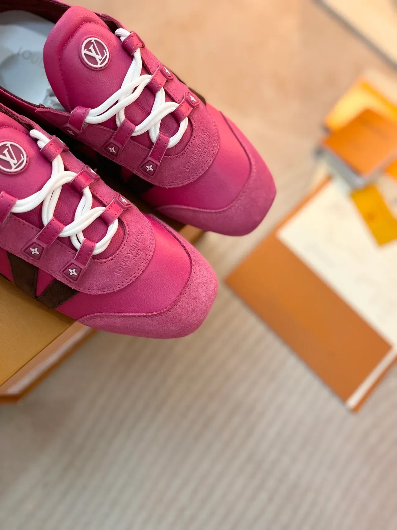 Louis Vuitton Run Away Fuchsia Brown Purple Sneakers Lifestyle 3
