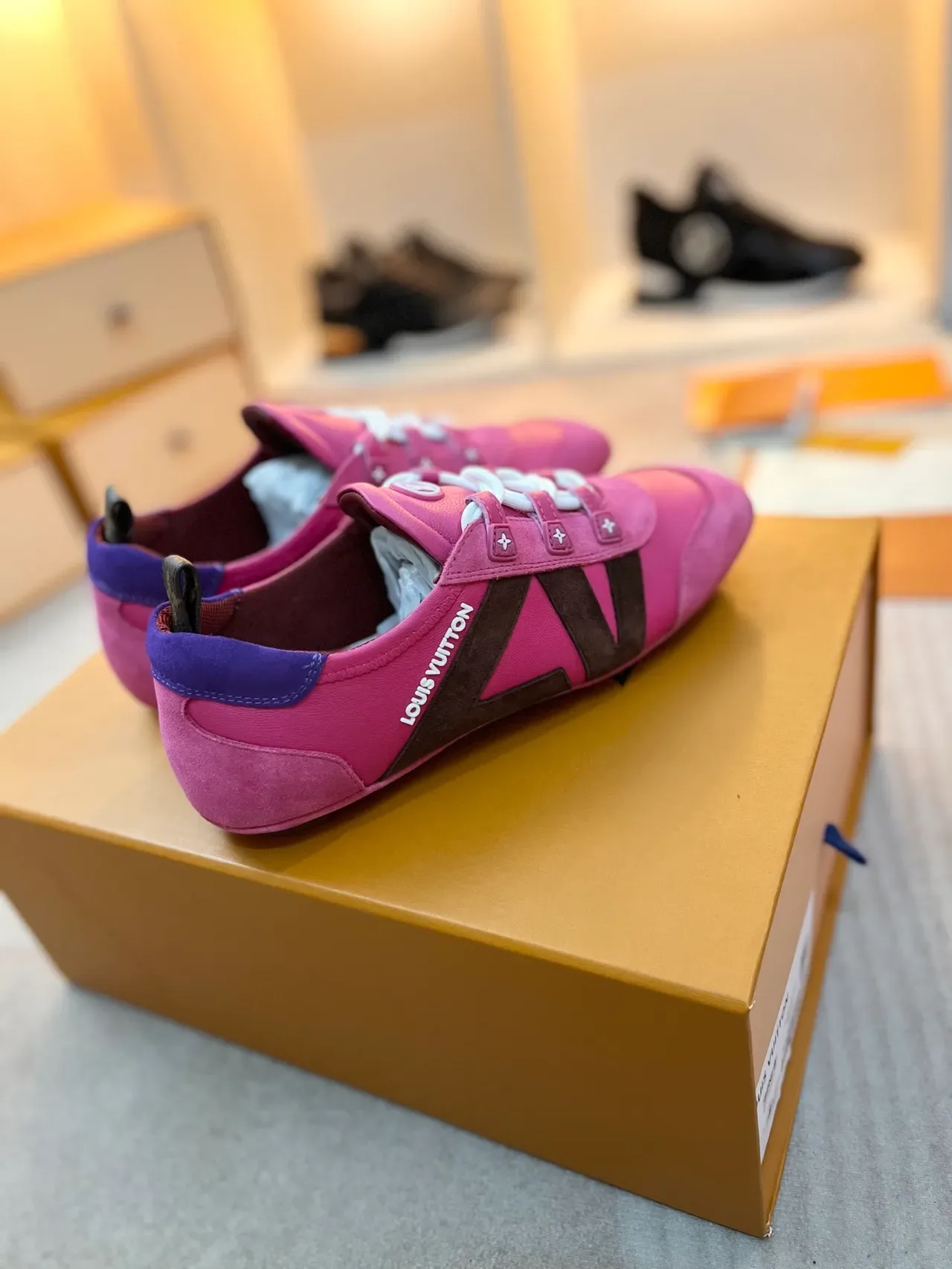 Louis Vuitton Run Away Fuchsia Brown Purple Sneakers Lifestyle 4