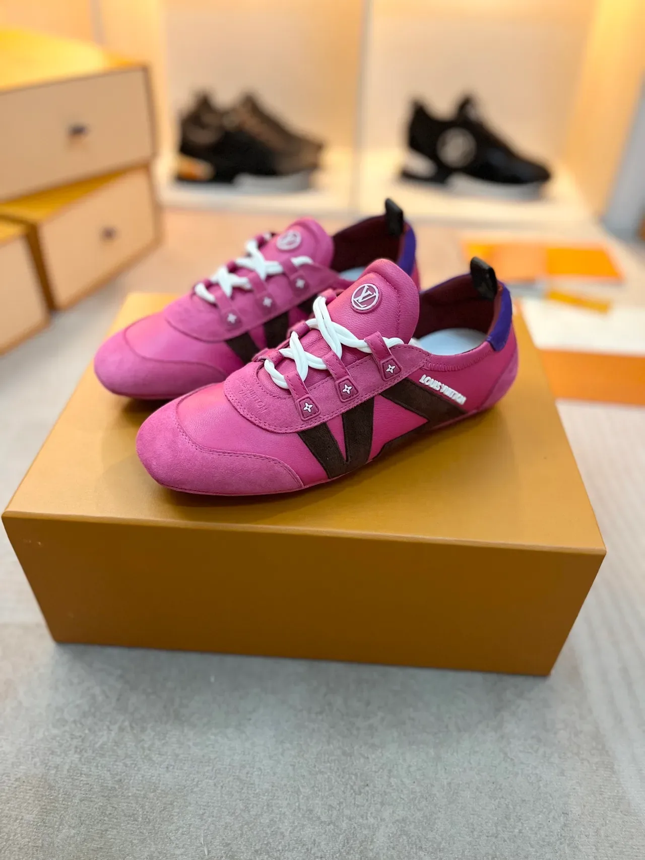 Louis Vuitton Run Away Fuchsia Brown Purple Sneakers Lifestyle 5