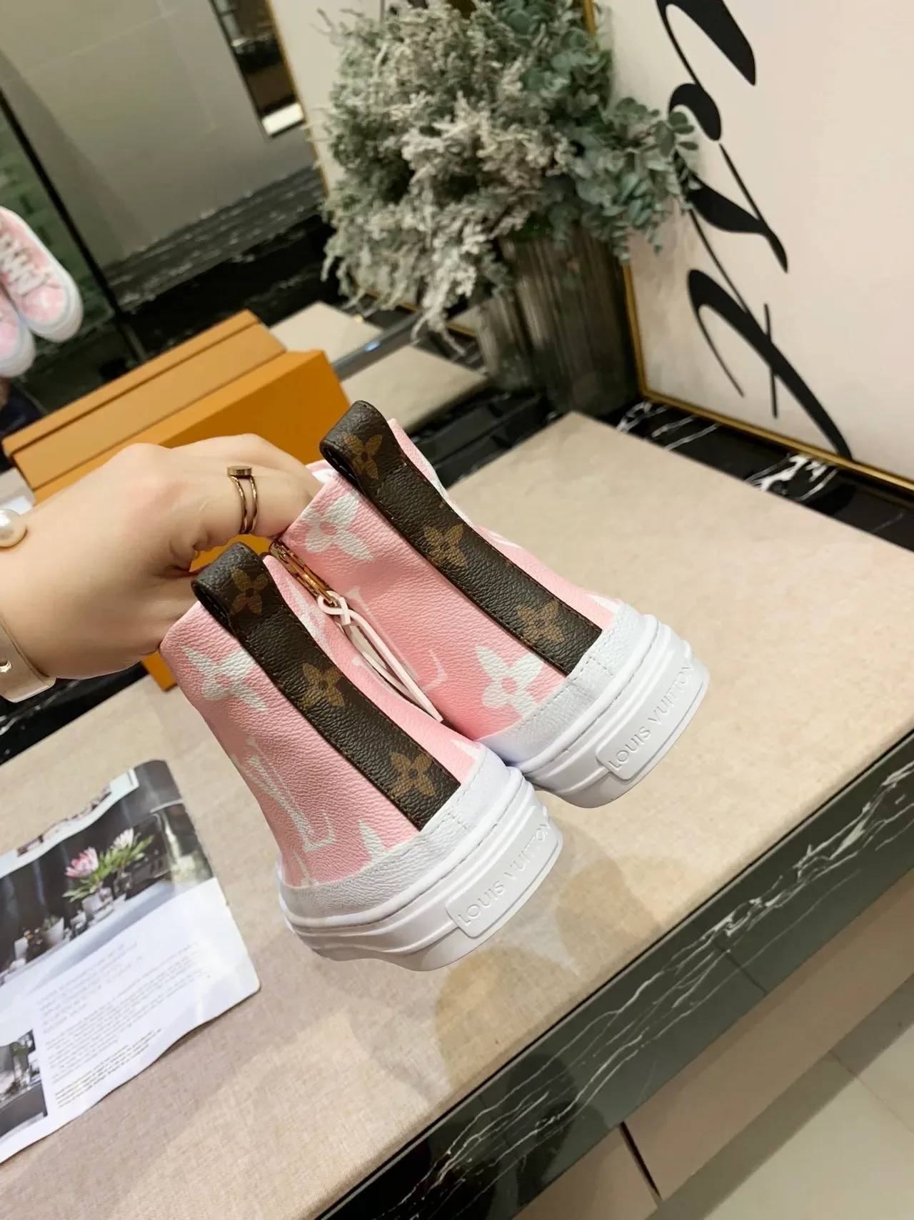 Louis Vuitton Run Away High Pink Monogram Lifestyle Sneakers 3