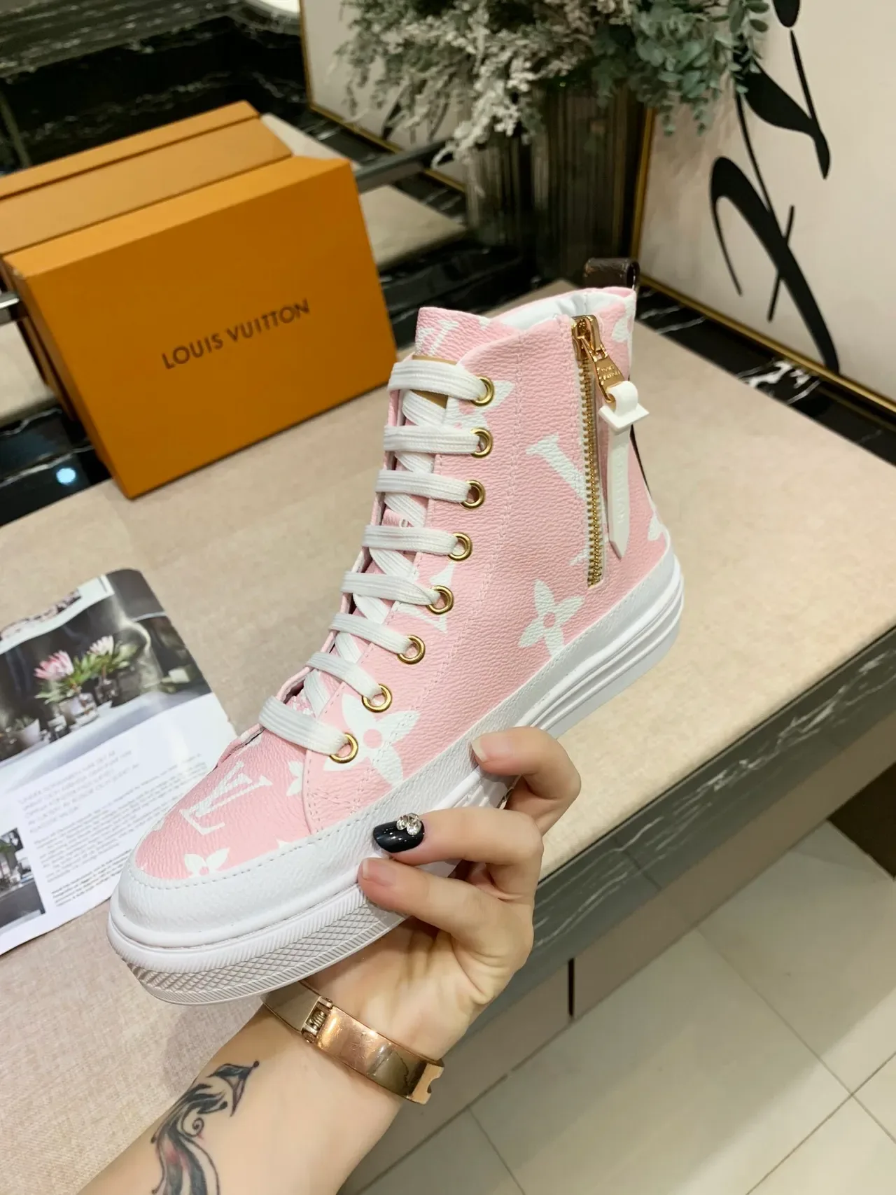 Louis Vuitton Run Away High Pink Monogram Lifestyle Sneakers 4