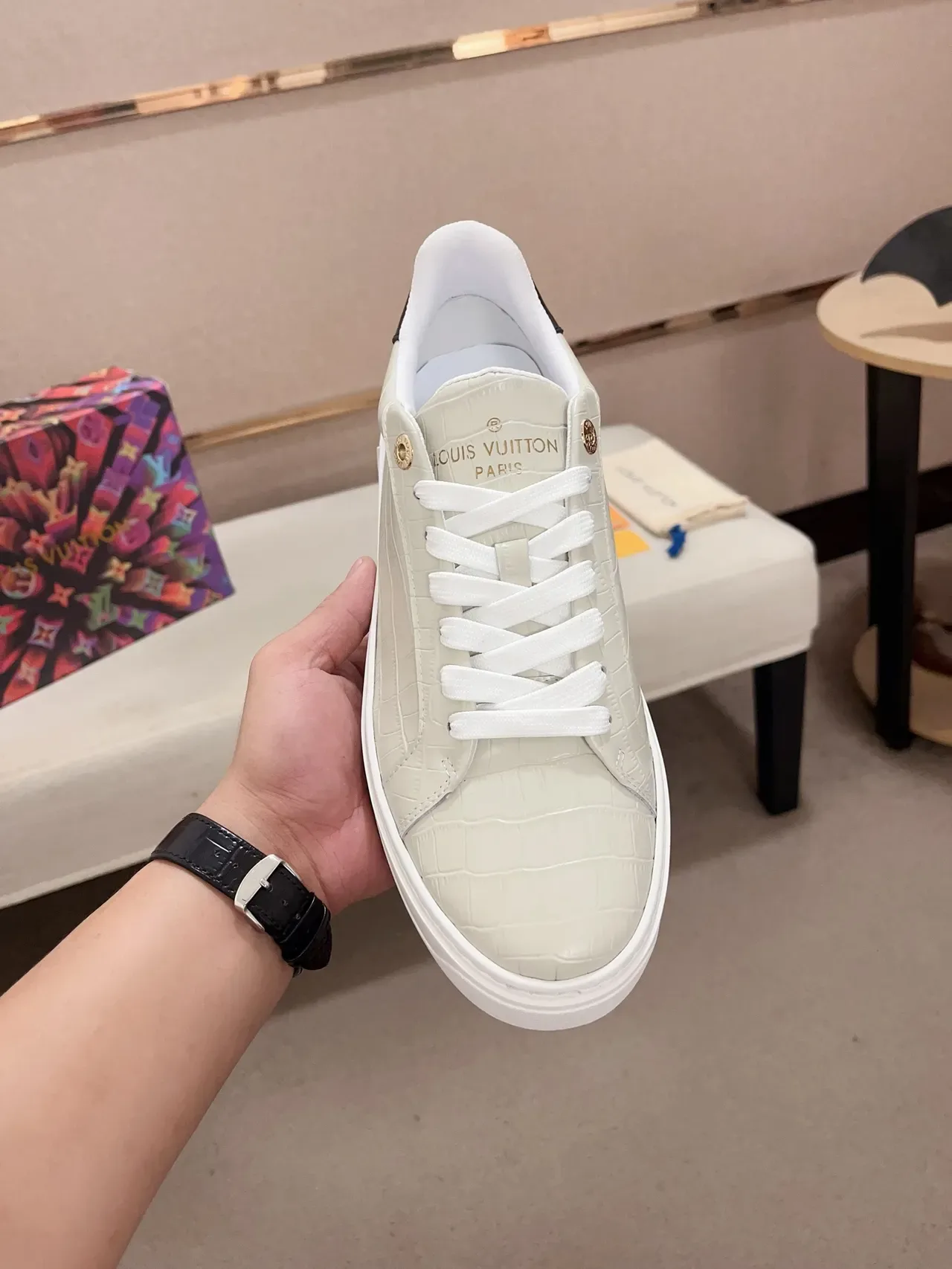 Louis Vuitton Run Away Low Off-White Croc-Embossed Lifestyle Sneakers 2