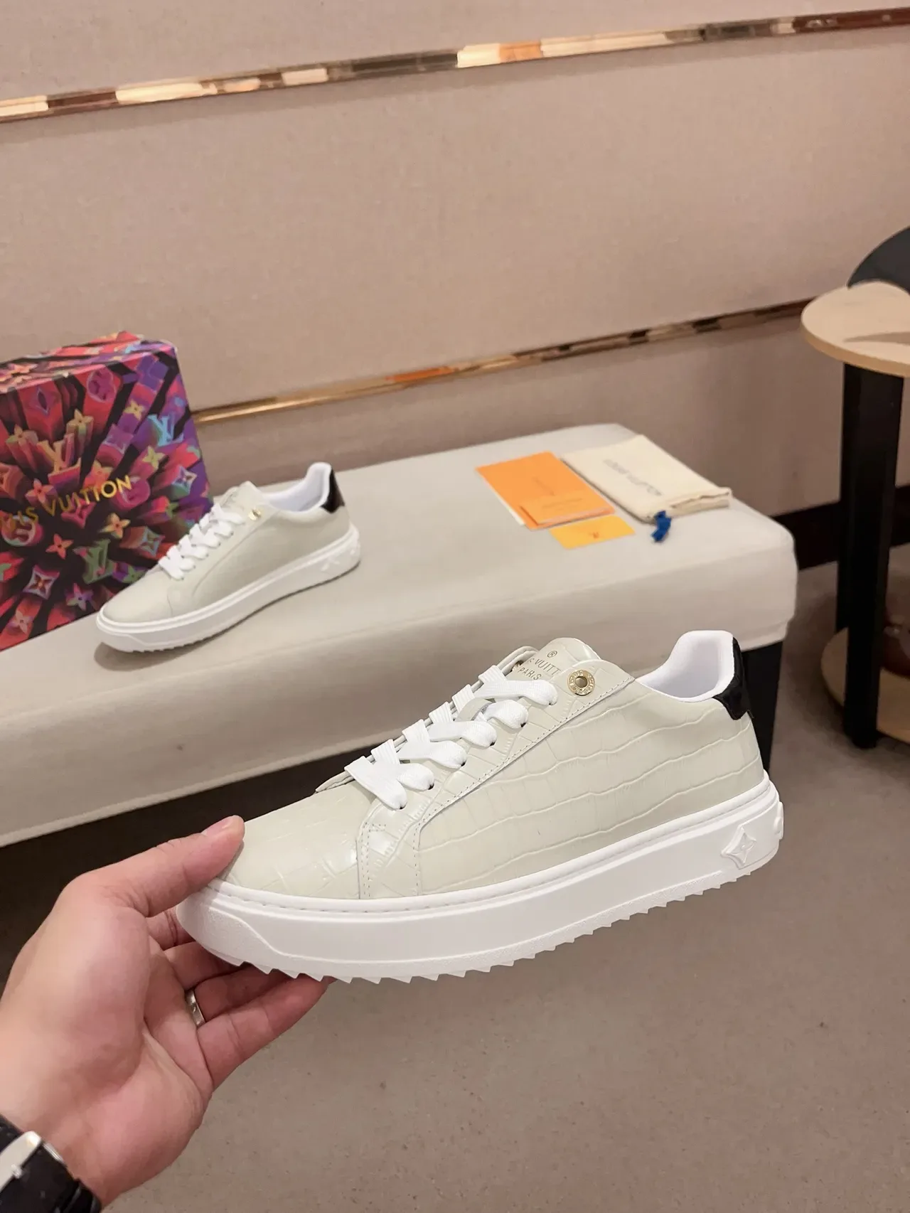 Louis Vuitton Run Away Low Off-White Croc-Embossed Lifestyle Sneakers 3