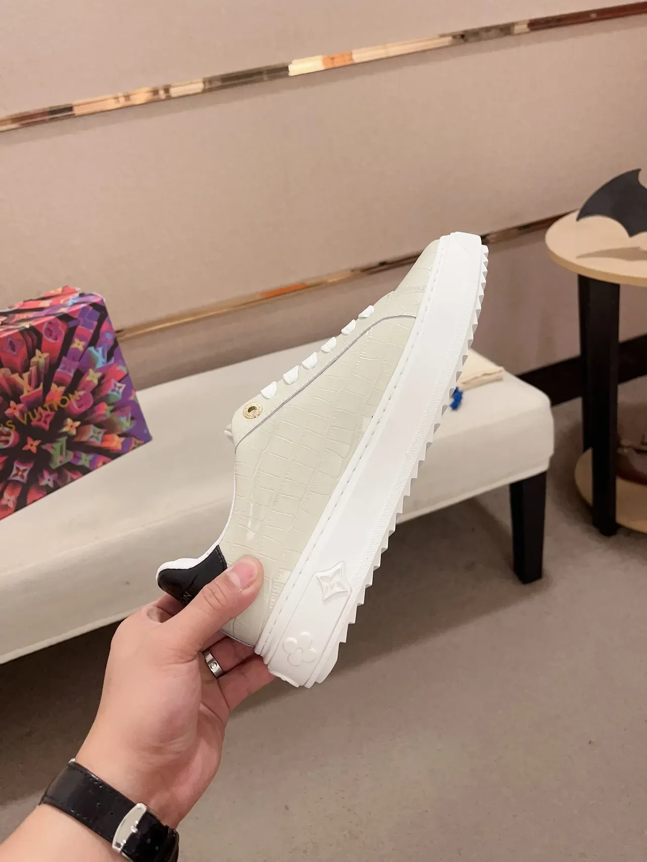 Louis Vuitton Run Away Low Off-White Croc-Embossed Lifestyle Sneakers 5