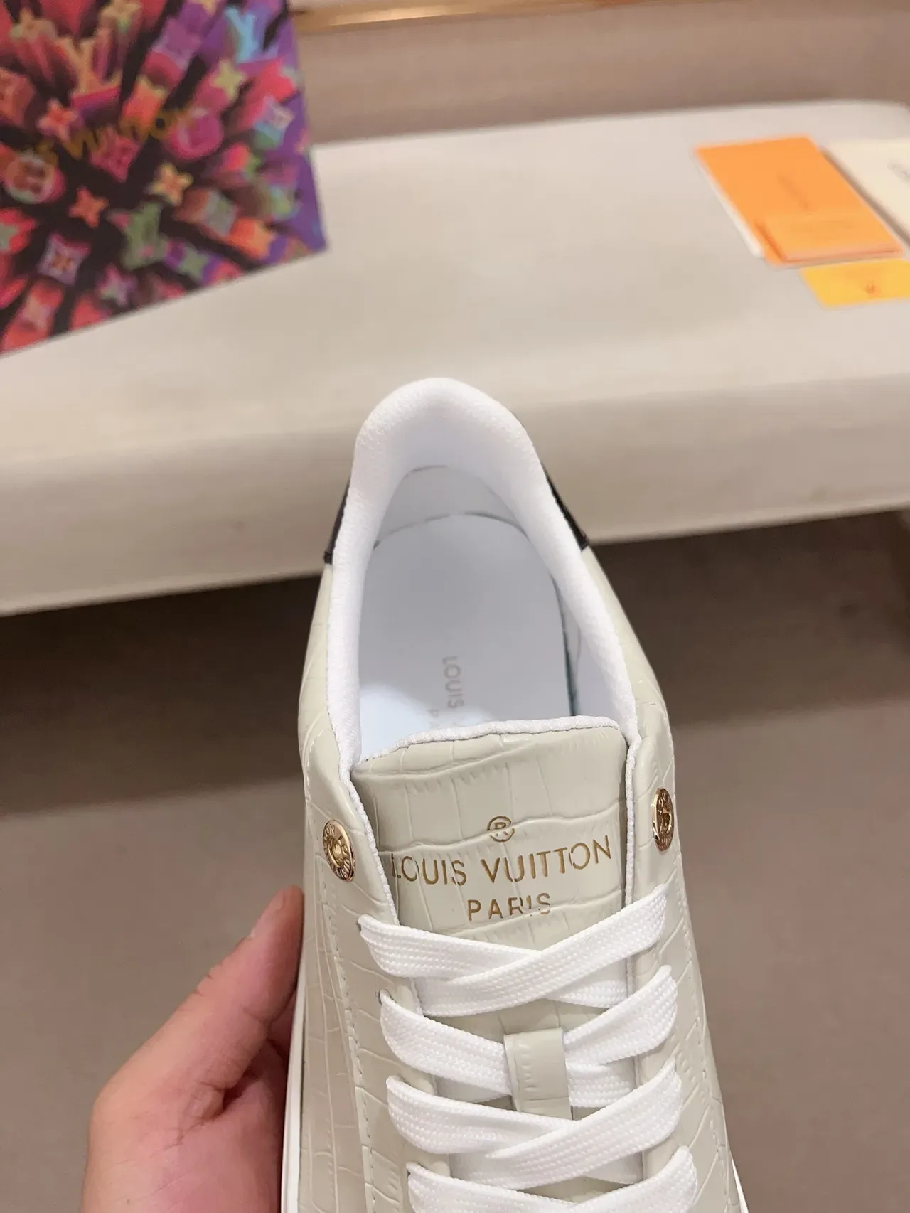 Louis Vuitton Run Away Low Off-White Croc-Embossed Lifestyle Sneakers 6