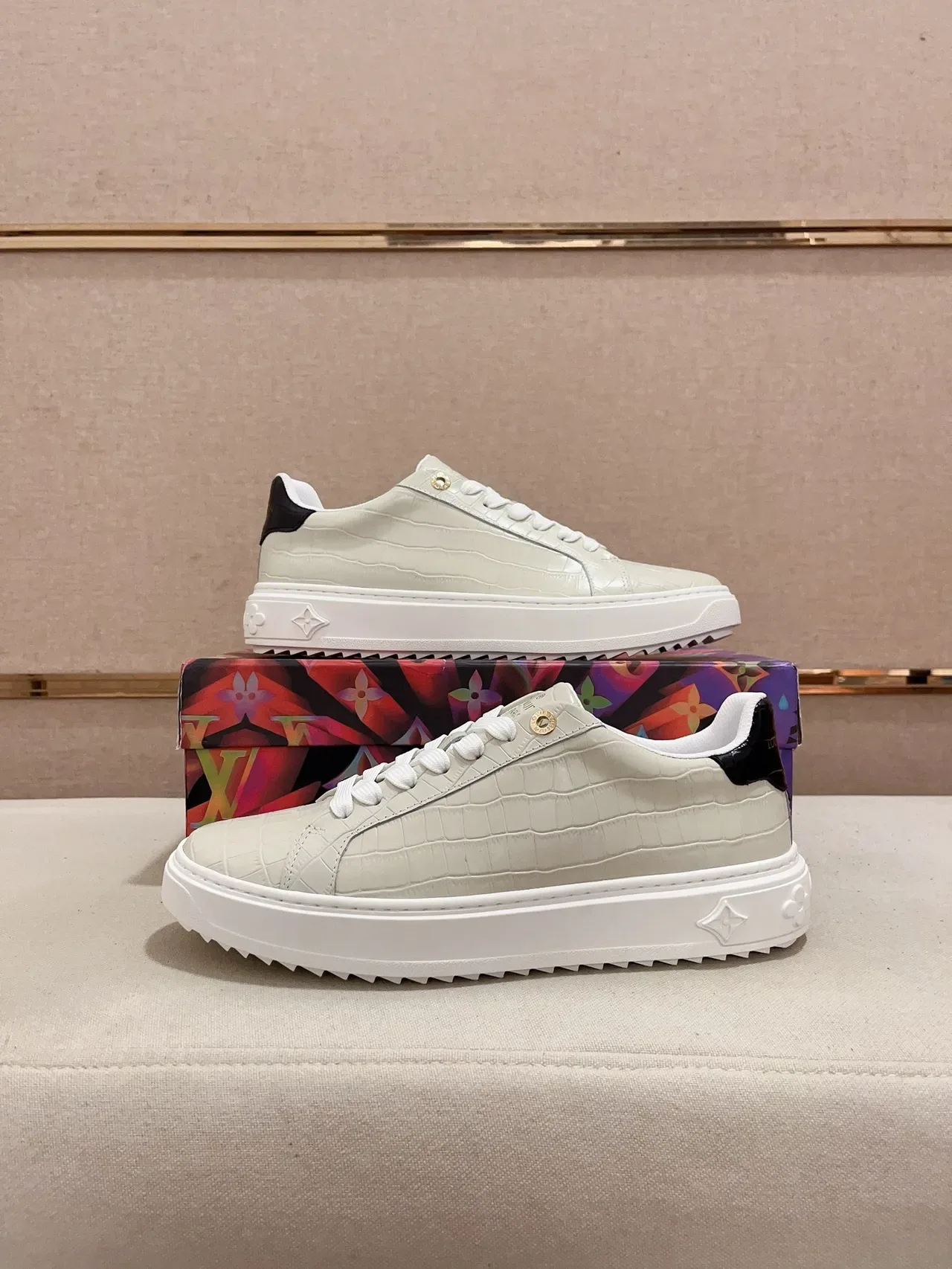 Louis Vuitton Run Away Low Off-White Croc-Embossed Lifestyle Sneakers 7