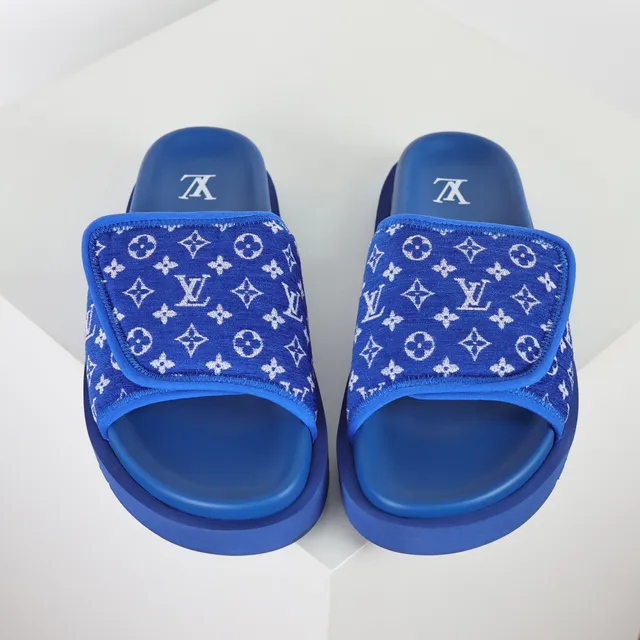 Louis Vuitton Run Away Monogram Blue Slippers 8