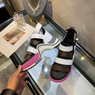 Louis Vuitton Run Away Monogram Canvas and White Leather Gladiator Sandals