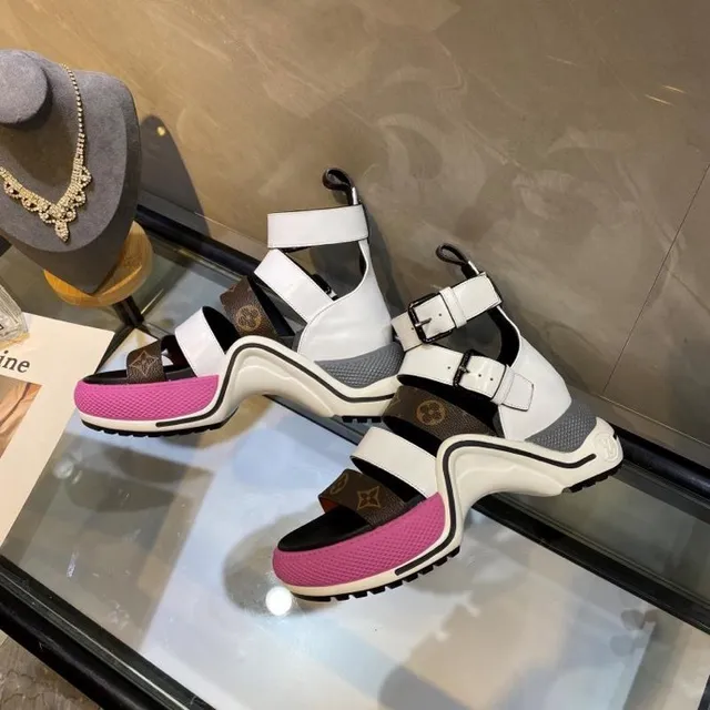 Louis Vuitton Run Away Monogram Canvas and White Leather Gladiator Sandals 2