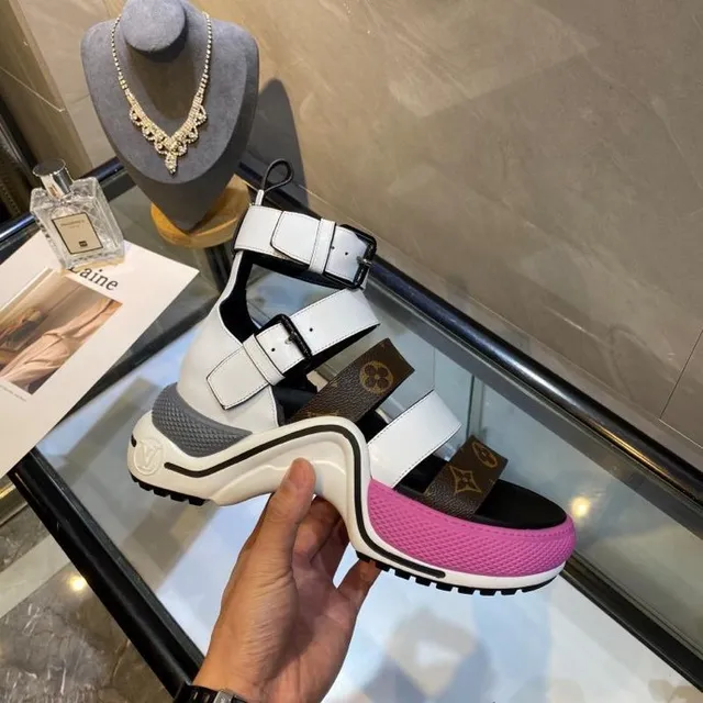 Louis Vuitton Run Away Monogram Canvas and White Leather Gladiator Sandals 3