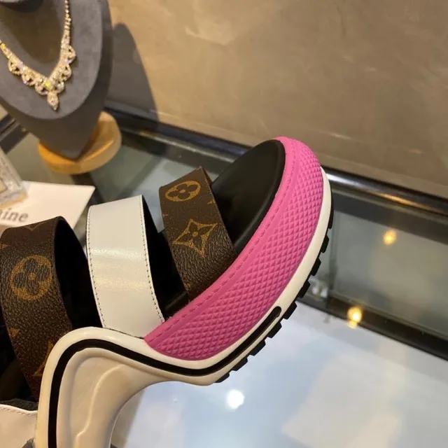 Louis Vuitton Run Away Monogram Canvas and White Leather Gladiator Sandals 5
