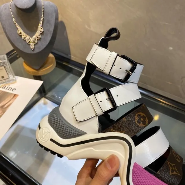 Louis Vuitton Run Away Monogram Canvas and White Leather Gladiator Sandals 6