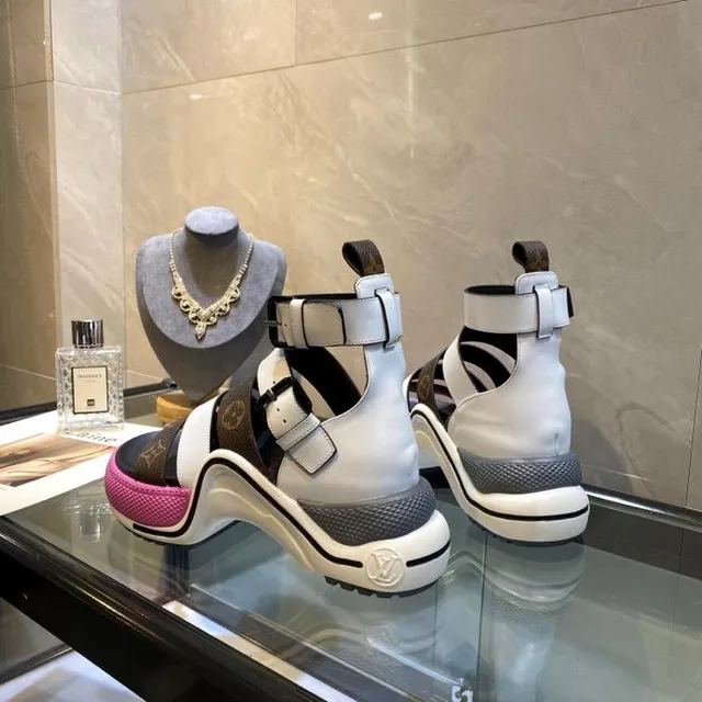 Louis Vuitton Run Away Monogram Canvas and White Leather Gladiator Sandals 8