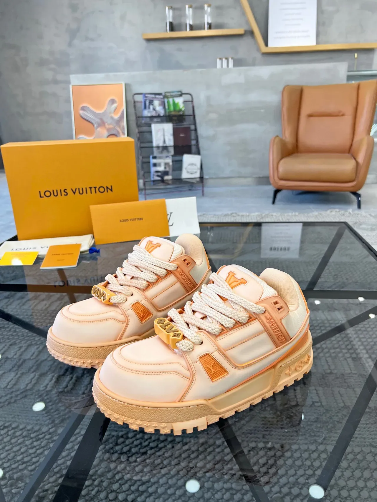 Louis Vuitton Run Away Peach and Orange Lifestyle Sneakers 2