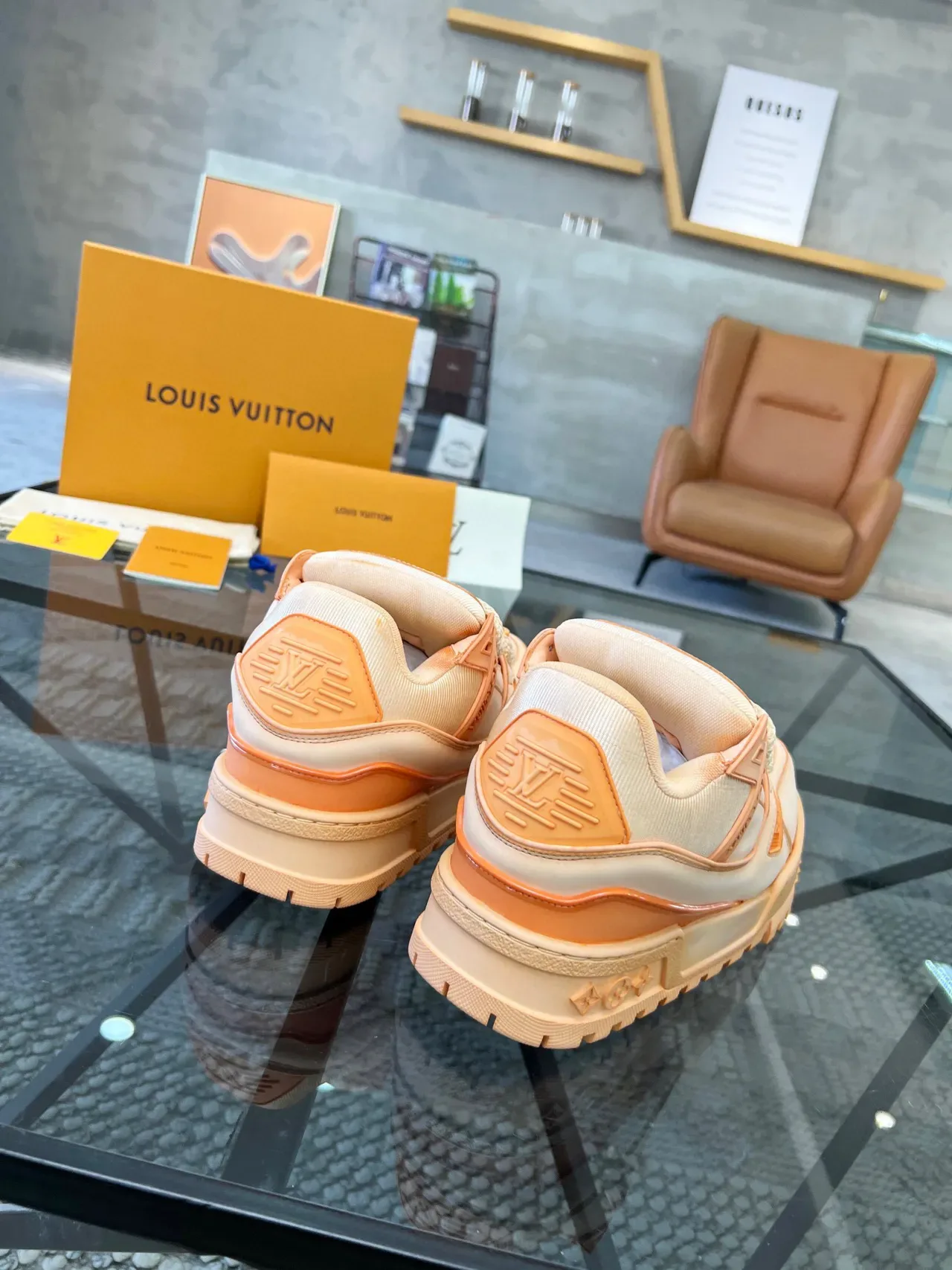 Louis Vuitton Run Away Peach and Orange Lifestyle Sneakers 8