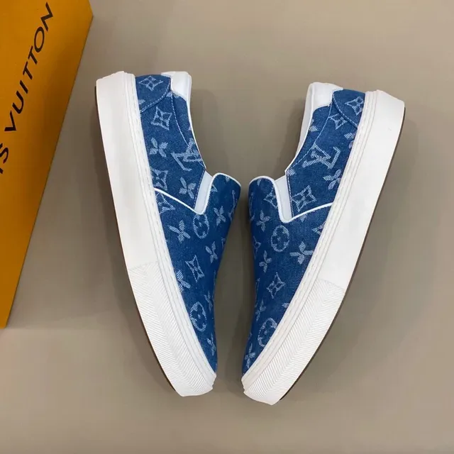 Louis Vuitton Run Away Slip-On Denim Monogram Sneakers Lifestyle Bleues 6
