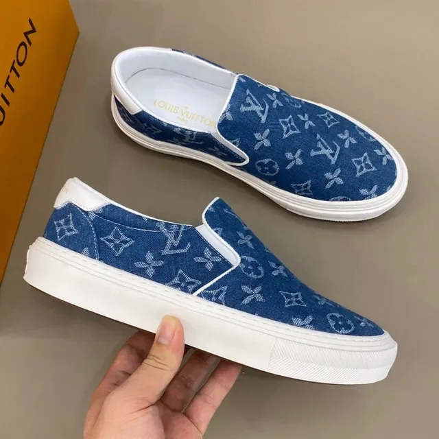 Louis Vuitton Run Away Slip-On Denim Monogram Sneakers Lifestyle Bleues 7