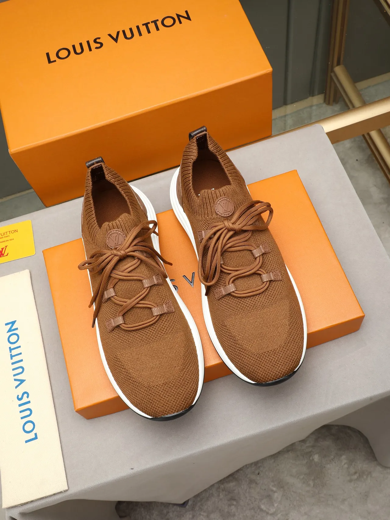 Louis Vuitton Run Away Tan Knit Lifestyle Sneakers 2