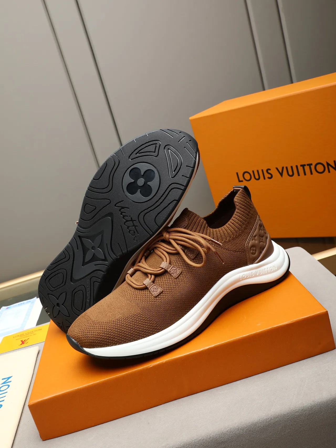 Louis Vuitton Run Away Tan Knit Lifestyle Sneakers 4