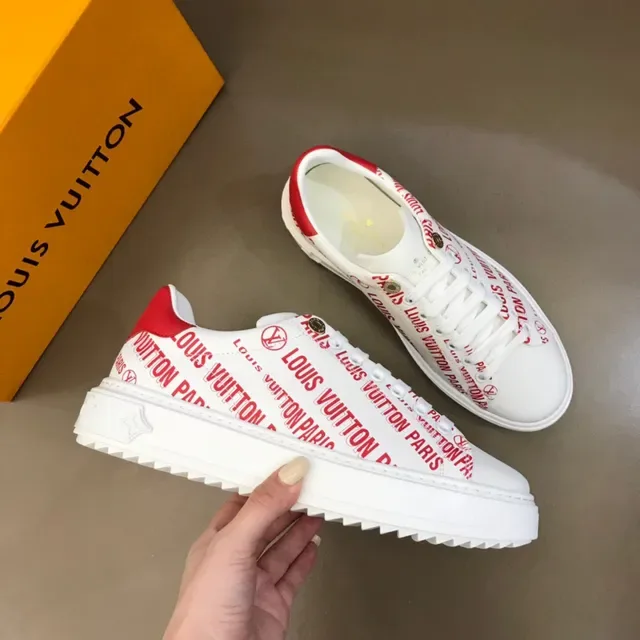 Louis Vuitton Run Away White and Red Logo Print Lifestyle Sneakers 6