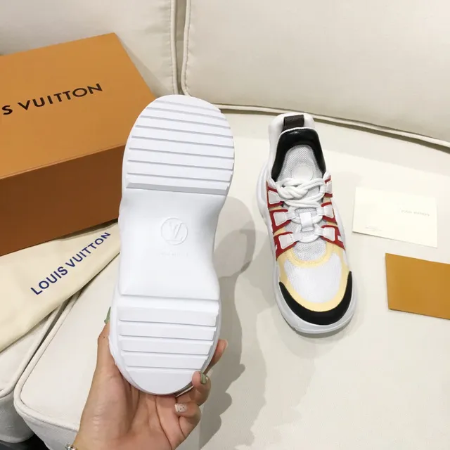 Louis Vuitton Run Away White Red High-Top Sole Chunky Sneakers 2