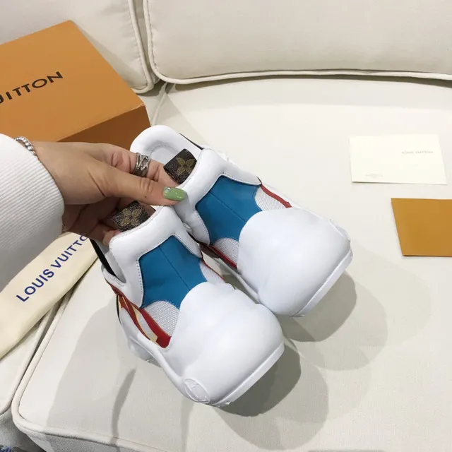Louis Vuitton Run Away White Red High-Top Sole Chunky Sneakers 3
