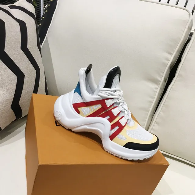 Louis Vuitton Run Away White Red High-Top Sole Chunky Sneakers 4