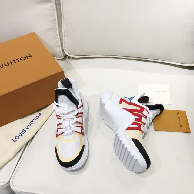 Louis Vuitton Run Away White Red High-Top Sole Chunky Sneakers 5