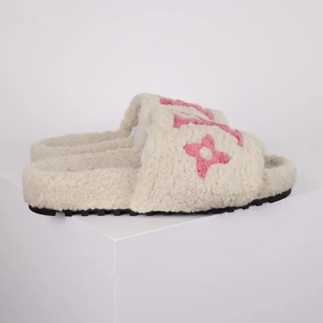 Louis Vuitton Shearling Slide Pink Monogram Slippers 3